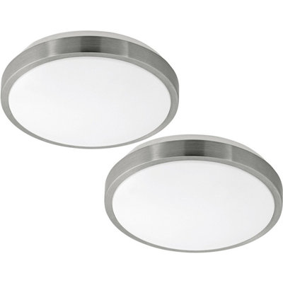 Modern 2-Pack Wall Flush Ceiling Light with White Shade and Satin Nickel Finish