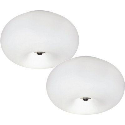 Modern 2-Pack Wall Flush Ceiling Lights with Satin Nickel Finish and Opal Glass Shades
