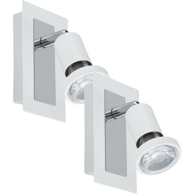 Modern 2 Pack Wall Spot Light with Chrome and White Finish - GU10 5W ...