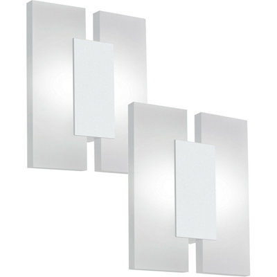 Modern 2 Pack White LED Wall Lights with Satin Finish and Bulbs Included