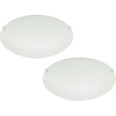 Modern 2 Pack White Wall Flush Ceiling Lights with Satin Glass Shades