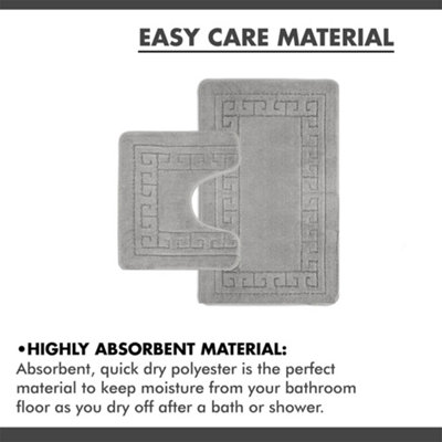 Modern 2 Piece Greek Key Pattern Non-Slip Bath Mat and Pedestal Set ...