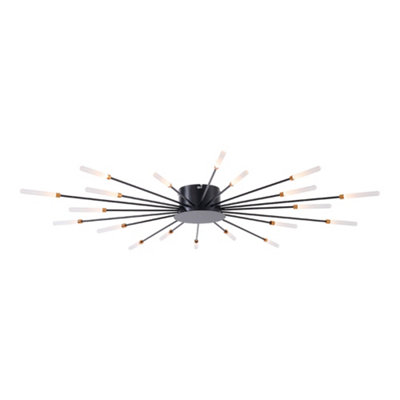 Modern 20 Lights Black Dimmable Energy Efficient LED Ceiling Light Fixture with Remote Control