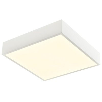 Modern 25w Bright LED Flush Square Ceiling Light in Mat White with Opal Diffuser