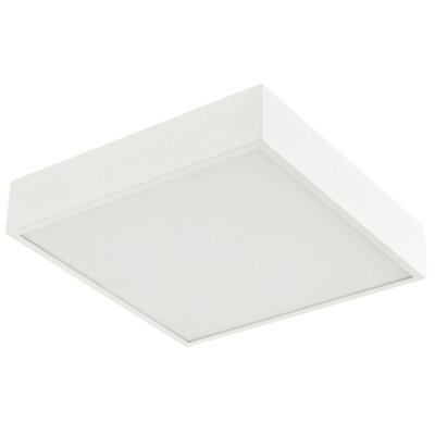 Modern 25w Bright LED Flush Square Ceiling Light in Mat White with Opal Diffuser
