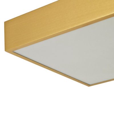 Modern 25w LED Flush Square Ceiling Light in Brushed Gold with Opal ...
