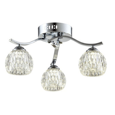 Modern 3 Light Semi Flush Ceiling Light G9 Cap Type Polished Chrome Finish Glass Shades Included Bulbs Not Included