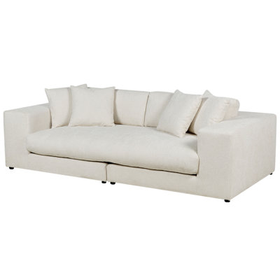 Modern 3 Seater Sofa White GLORVIKA