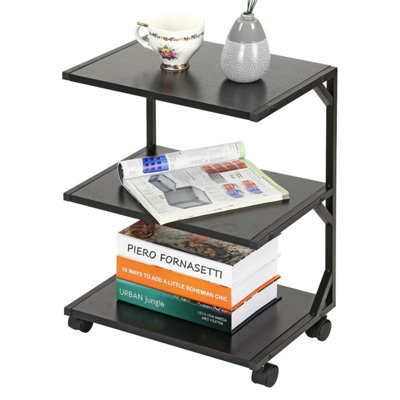 Modern 3 Tier Rolling Side Table with Wheels Mobile End Table for ...
