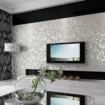 Silver living room wallpaper hotsell