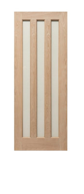 Modern 3P Panel Oak Clear Glzd Door 1981 x 686mm