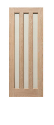 Modern 3P Panel Oak Clear Glzd Door 1981 x 762mm