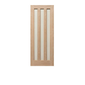 Modern 3P Panel Oak Clear Glzd Door 1981 x 838mm