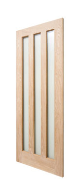 Modern 3P Panel Oak Frosted Glzd Door 1981 x 838mm