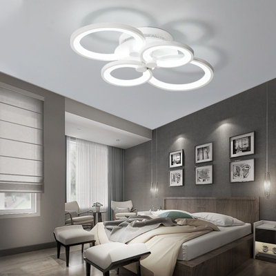 Modern 4 Circular LED Semi Flush Ceiling Light Fixture for Nordic Decor Cool White 58cm