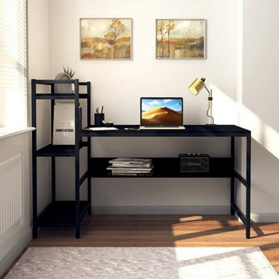 Office Study Iron Wood with Storage Bookshelf Student Study Desk