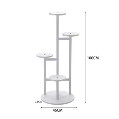 Modern 4 Tiers Round Stand White Tall Corner Flower Stand Indoor Plant ...