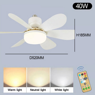 Modern 40W LED Ceiling Fan Light with Remote Control & E27 Fitting ...