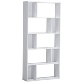 Modern 5 Tier Bookcase White ORILLA