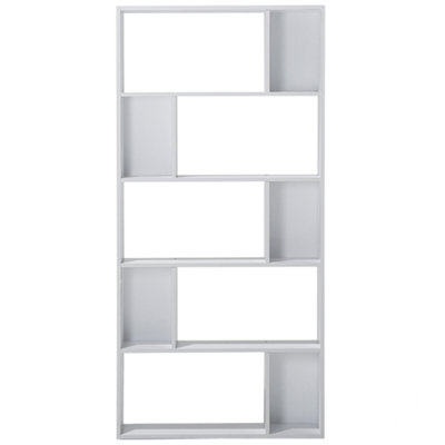 Modern 5 Tier Bookcase White ORILLA