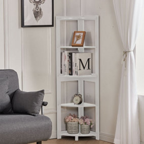 Modern 5-Tier Wooden Ladder Corner Plants Stand Bookcase Bookshelf Shelving Unit H 1380 mm