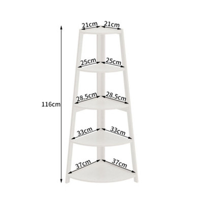 Modern 5 Tier Wooden Ladder Corner Shelf Rack Shelf Bookcase Home Display Shelving Unit 116CM