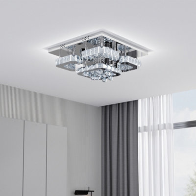 Moderne Kristallen Plafondlamp - Zwart - LED Vierkant Kristallen Kroon
