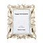 Modern 5x7 Resin Photo Frame with Petals and Leaves in Cream with Gold Trim
