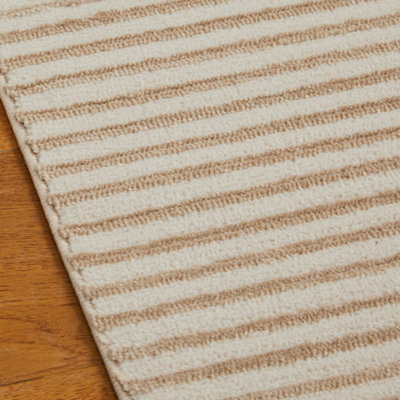 Modern Abstract Beige Easy to Clean Striped Rug for Living Room and Dining Room-80cm X 150cm