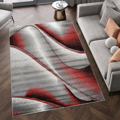 Modern Abstract Curve Design Living Room Area Rug Rectangular Soft ...