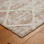 Modern Abstract Easy to Clean Beige Shaggy Geometric Rug for Bedroom Living Room & Dining Room-80cm X 150cm