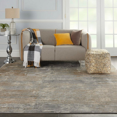 Modern Abstract Grey Beige Living Room Bedroom & Dining Room Rug-244cm X 305cm