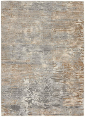 Modern Abstract Grey Beige Living Room Bedroom & Dining Room Rug-244cm X 305cm