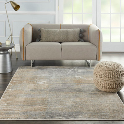 Modern Abstract Grey Beige Living Room Bedroom & Dining Room Rug-69 X ...