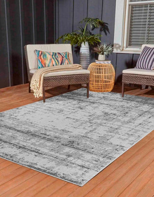 Modern Abstract Grunge Design Outdoor-Indoor Rugs Dark Grey 160x230 cm