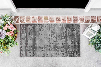 Modern Abstract Grunge Design Outdoor-Indoor Rugs Dark Grey 50x80 cm