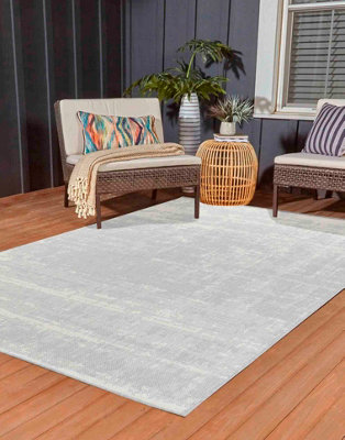 Modern Abstract Grunge Design Outdoor-Indoor Rugs Silver 120x170 cm