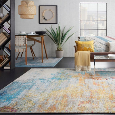 Modern Abstract Rug, 6mm Thickness Graphics Rug, Stain-Resistant Turkish Rug for Bedroom, & Dining Room-274cm X 366cm