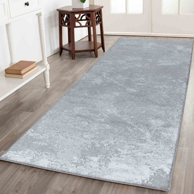 Modern Abstract Sprayed Grunge Texture Area Rugs Grey 60x220 cm