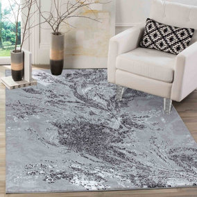 Modern Abstract Water flow Grunge Texture Area Rugs Black 120x170 cm