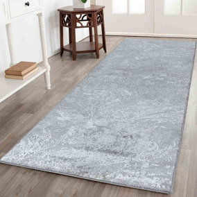 Modern Abstract Water flow Grunge Texture Area Rugs Grey 60x220 cm