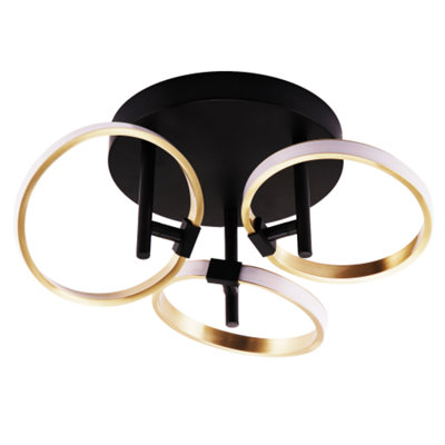 Modern Adjustable Gold Halo Rings LED Ceiling Light Fitting with Mat ...