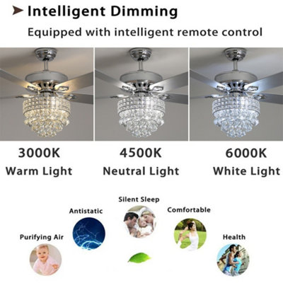 Modern Adjustable Lighting Ceiling Fan Light Fixture with Remote Control 52 Inch