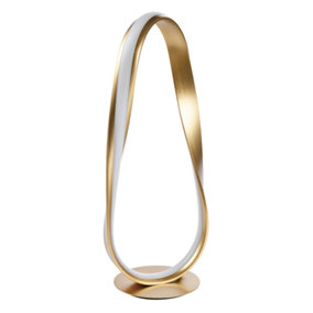 Modern and Beautifully Designed Brushed Gold LED Curling Oval Metal Table Lamp