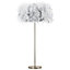 Modern and Chic Real Grey Feather Floor Lamp with Satin Nickel Base and Switch