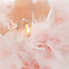 Modern and Chic Real Pink Feather Table Lamp with Satin Nickel Base and Switch