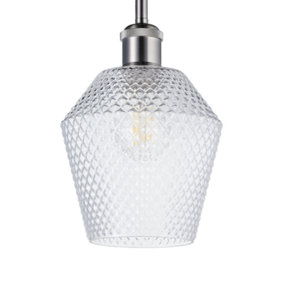 Modern and Compact Diamond Design Clear Glass Pendant Lamp Shade - 17cm x 17cm
