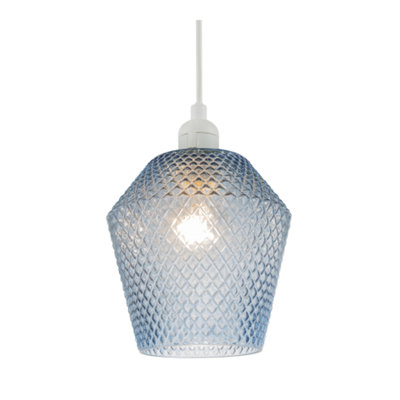 Modern and Compact Diamond Design Midnight Blue Glass Pendant Shade