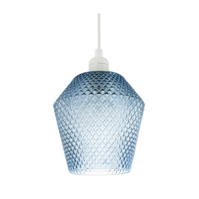 Modern and Compact Diamond Design Midnight Blue Glass Pendant Shade