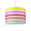 Modern and Cute Multi Coloured Rainbow Stripe Cotton Fabric Lamp Shade - 10"